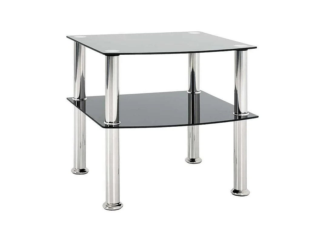 Glas Beistelltisch in Schwarz Edelstahl