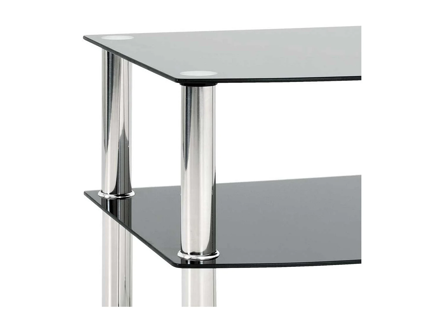 Glas Beistelltisch in Schwarz Edelstahl