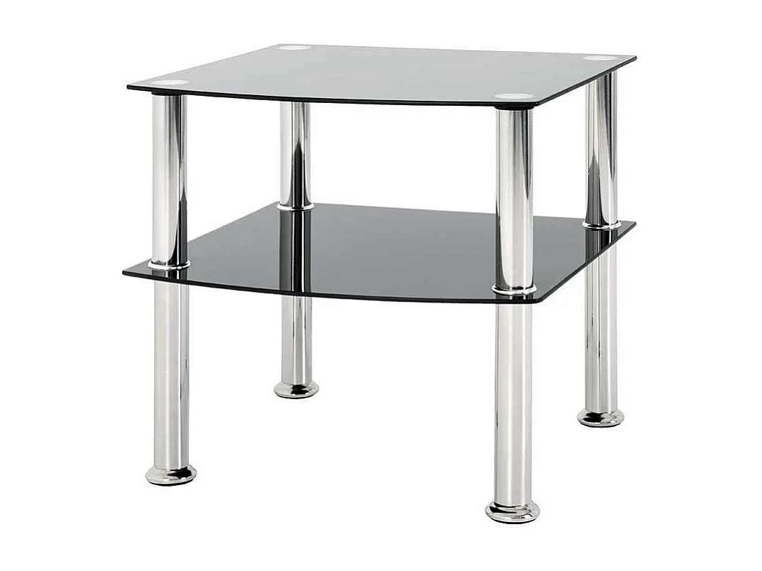 Glas Beistelltisch in Schwarz Edelstahl