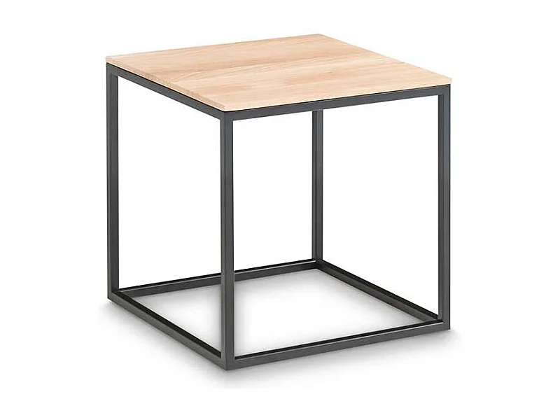 Sofa Beistelltisch aus Eiche Massivholz und Metall 40 cm breit