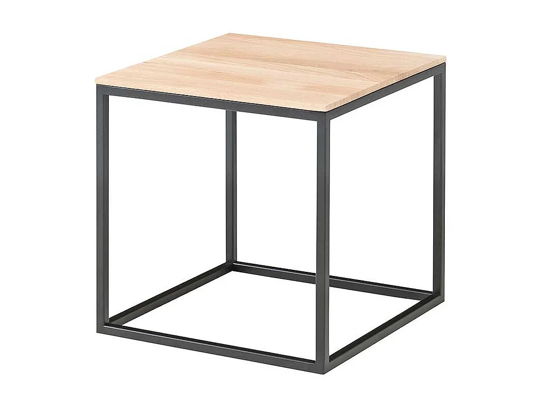 Sofa Beistelltisch aus Eiche Massivholz und Metall 40 cm breit