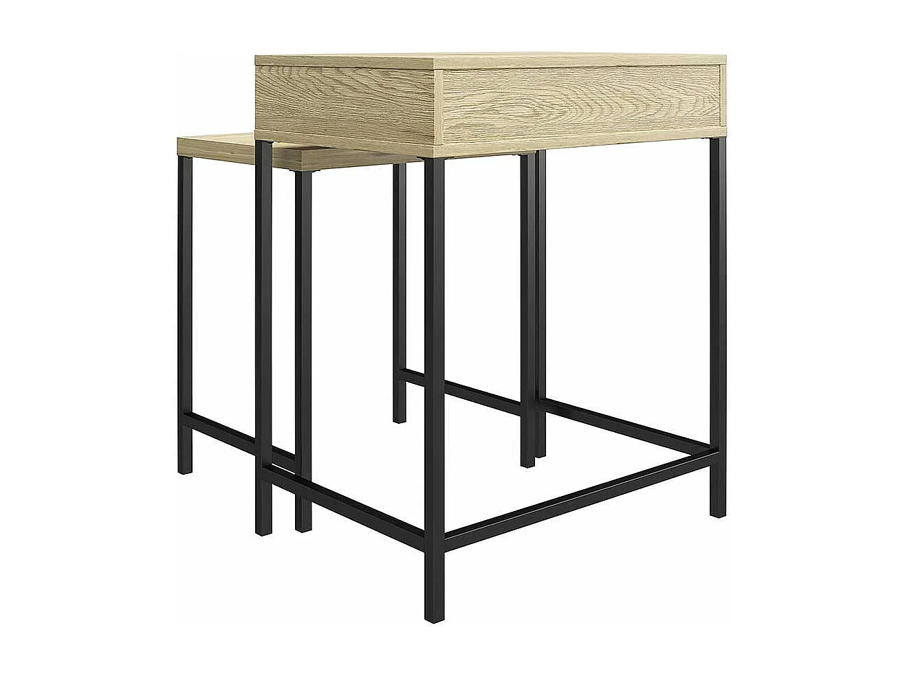 Zwei Beistelltische Sofa in Eichefarben und Schwarz 68 cm hoch (zweiteilig)