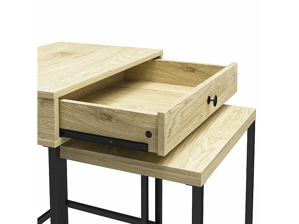 Zwei Beistelltische Sofa in Eichefarben und Schwarz 68 cm hoch (zweiteilig)