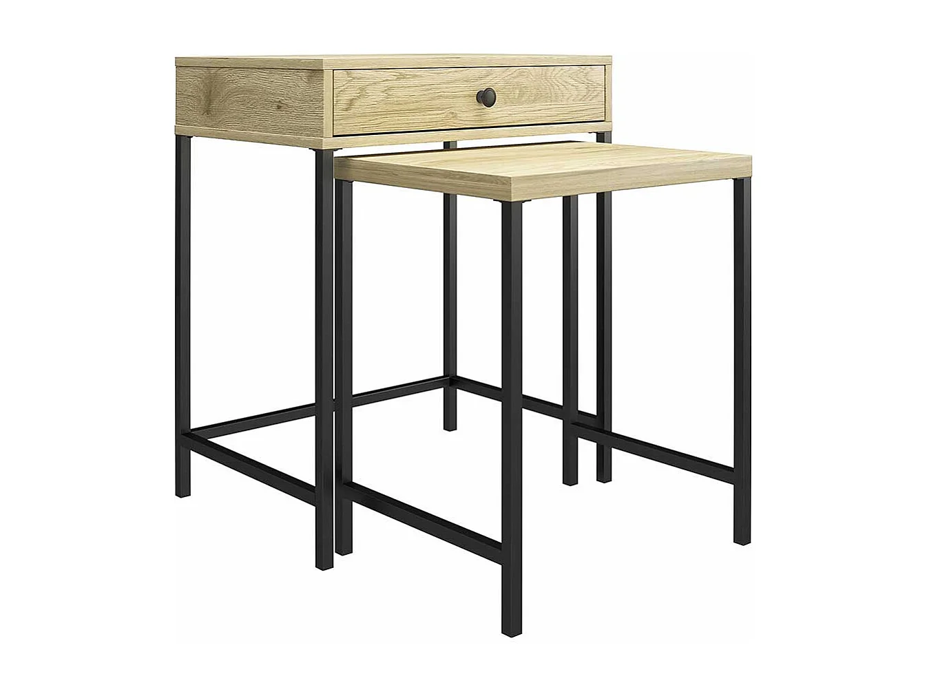 Zwei Beistelltische Sofa in Eichefarben und Schwarz 68 cm hoch (zweiteilig)