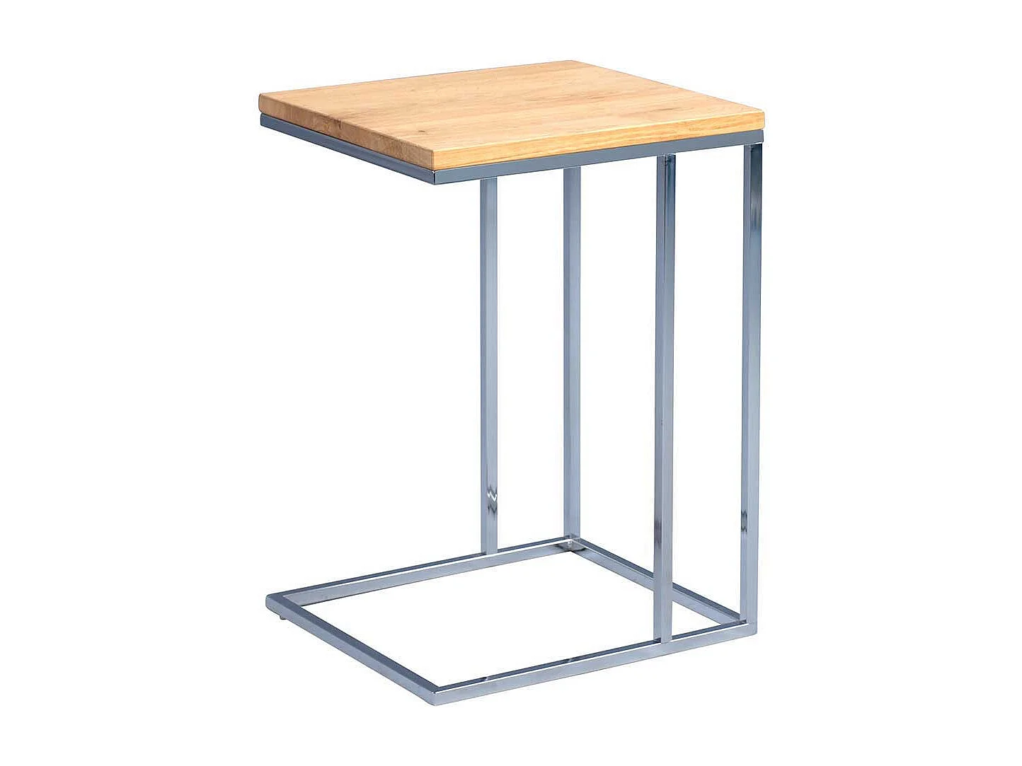 Beistelltisch aus Wildeiche massiv Metall verchromt
