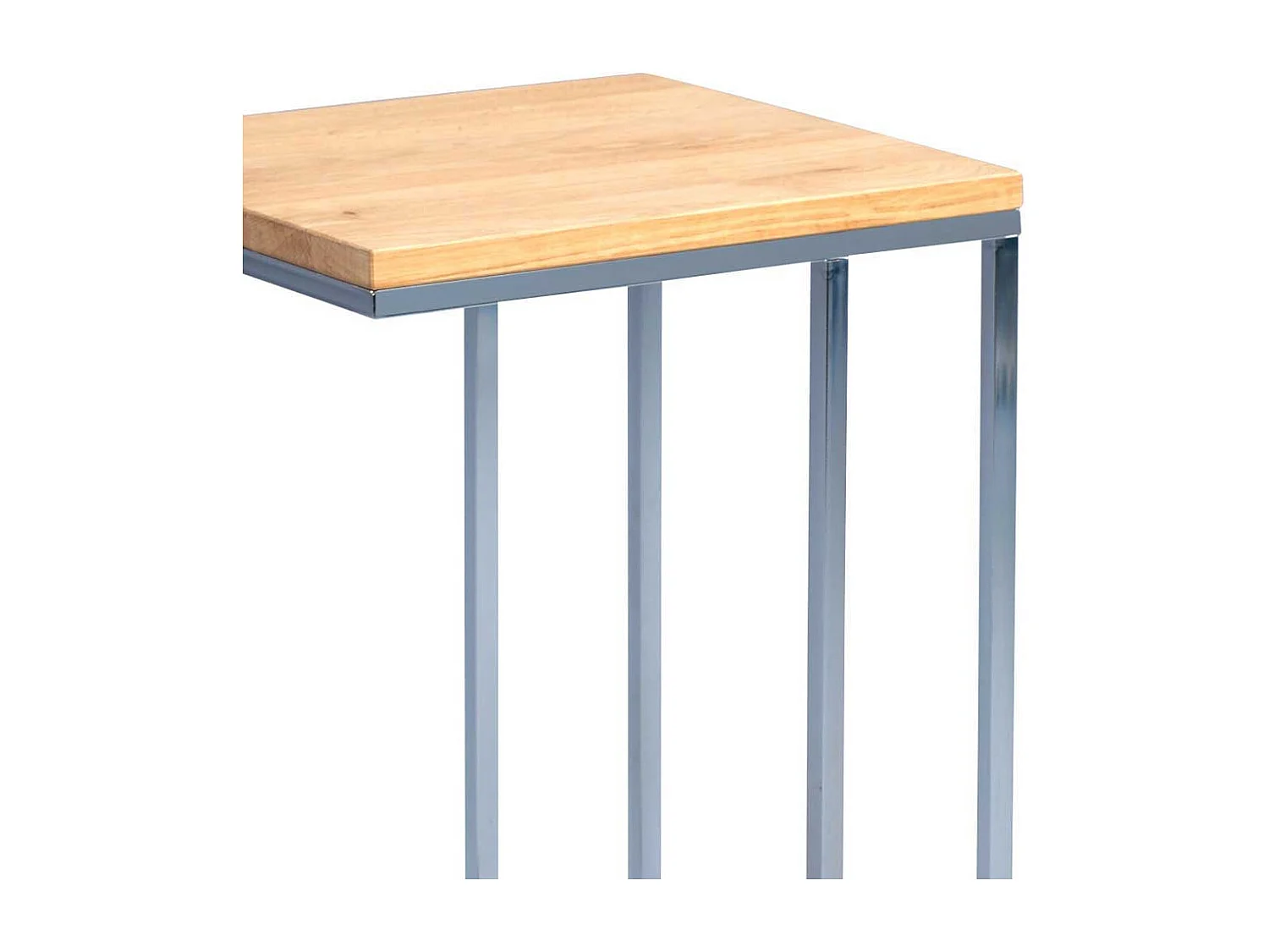 Beistelltisch aus Wildeiche massiv Metall verchromt