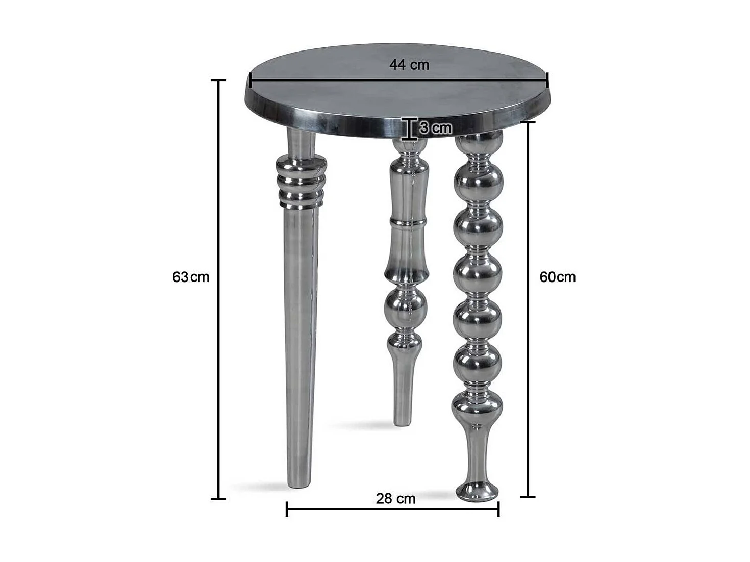 Beistelltisch Designertisch in Alufarben in runder Form