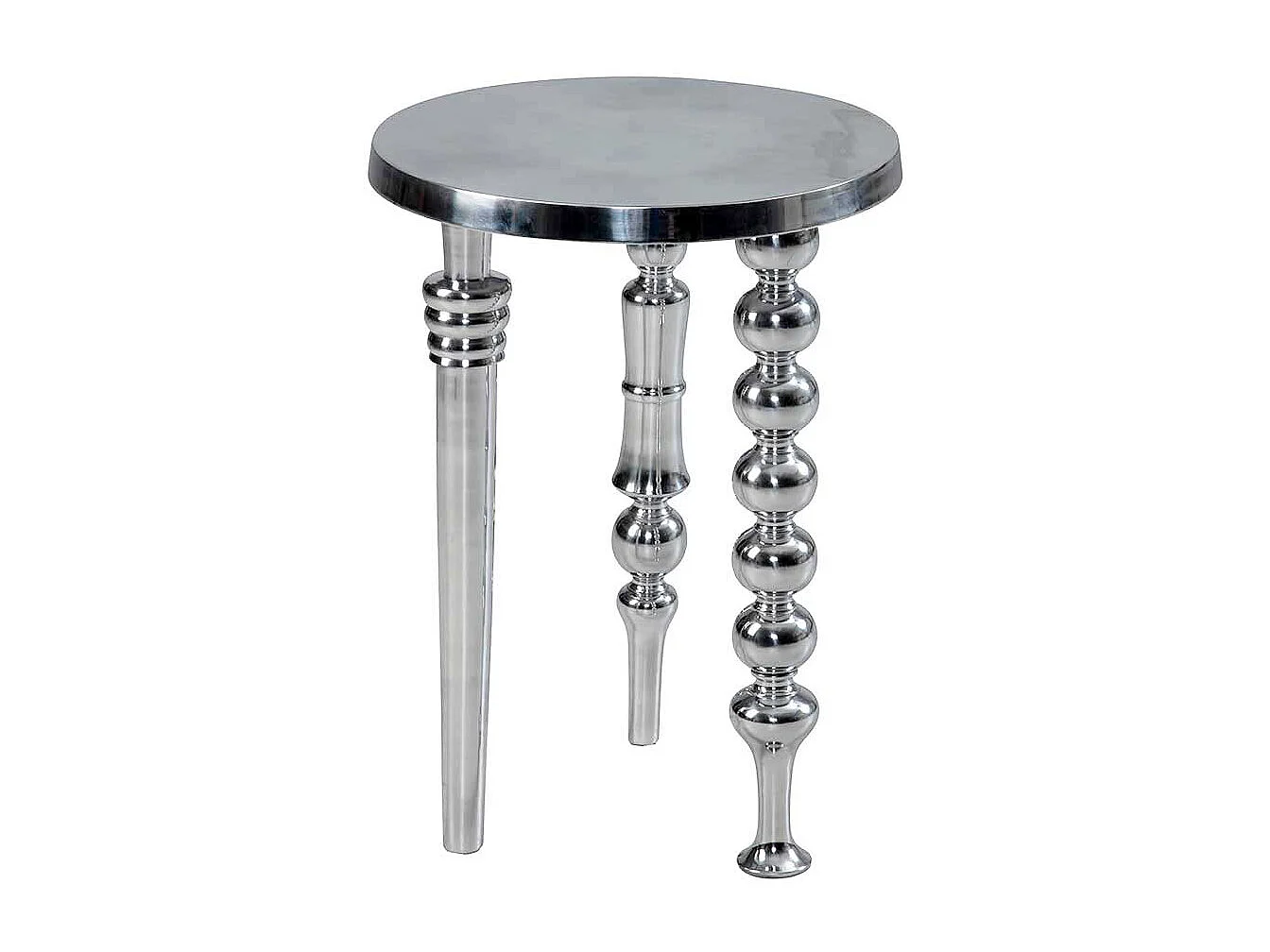 Beistelltisch Designertisch in Alufarben in runder Form