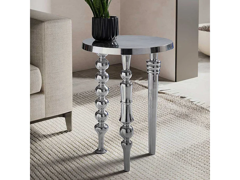 Beistelltisch Designertisch in Alufarben in runder Form