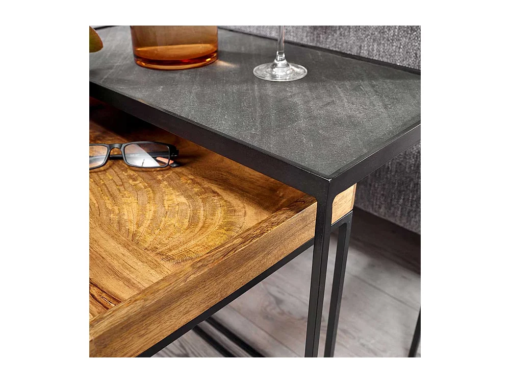 Industry Beistelltisch Set mit Bügelgestell rechteckig (zweiteilig)