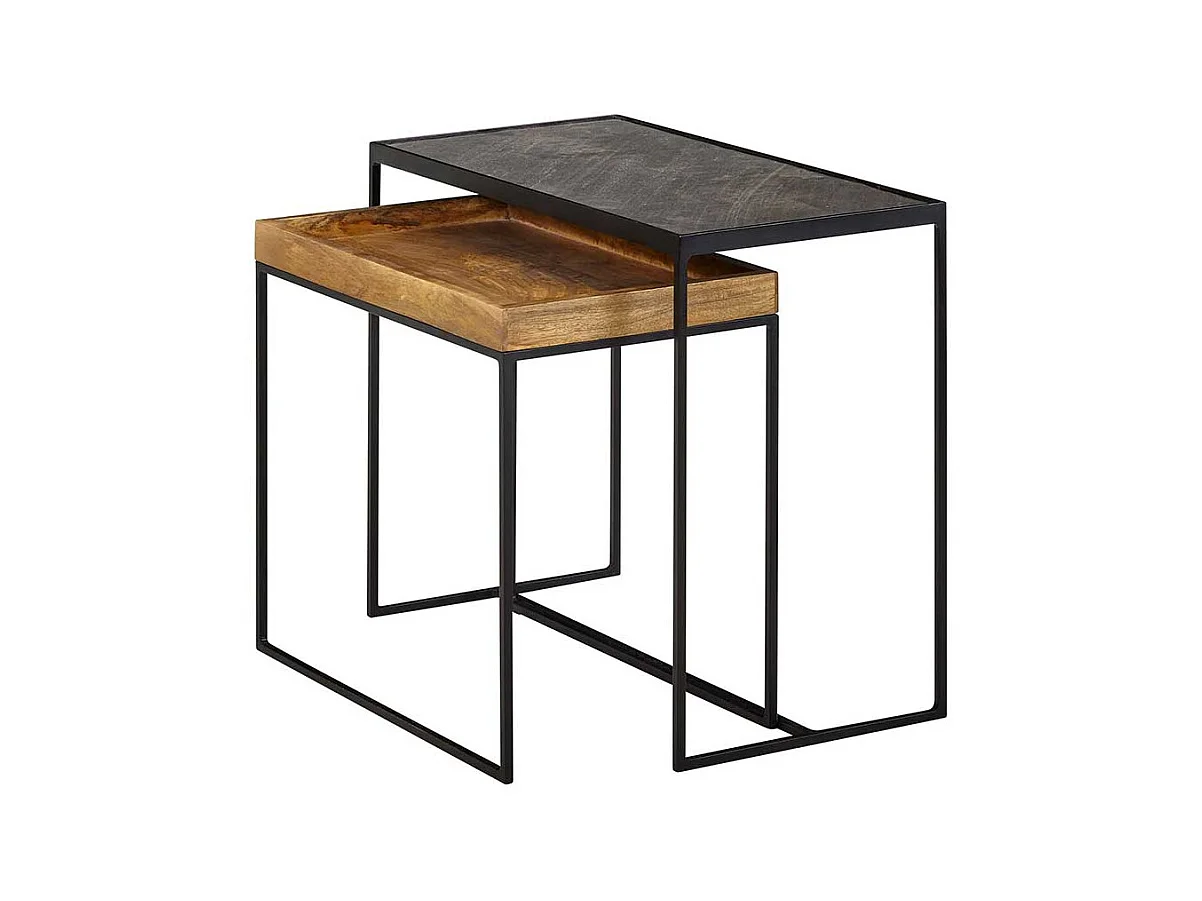 Industry Beistelltisch Set mit Bügelgestell rechteckig (zweiteilig)