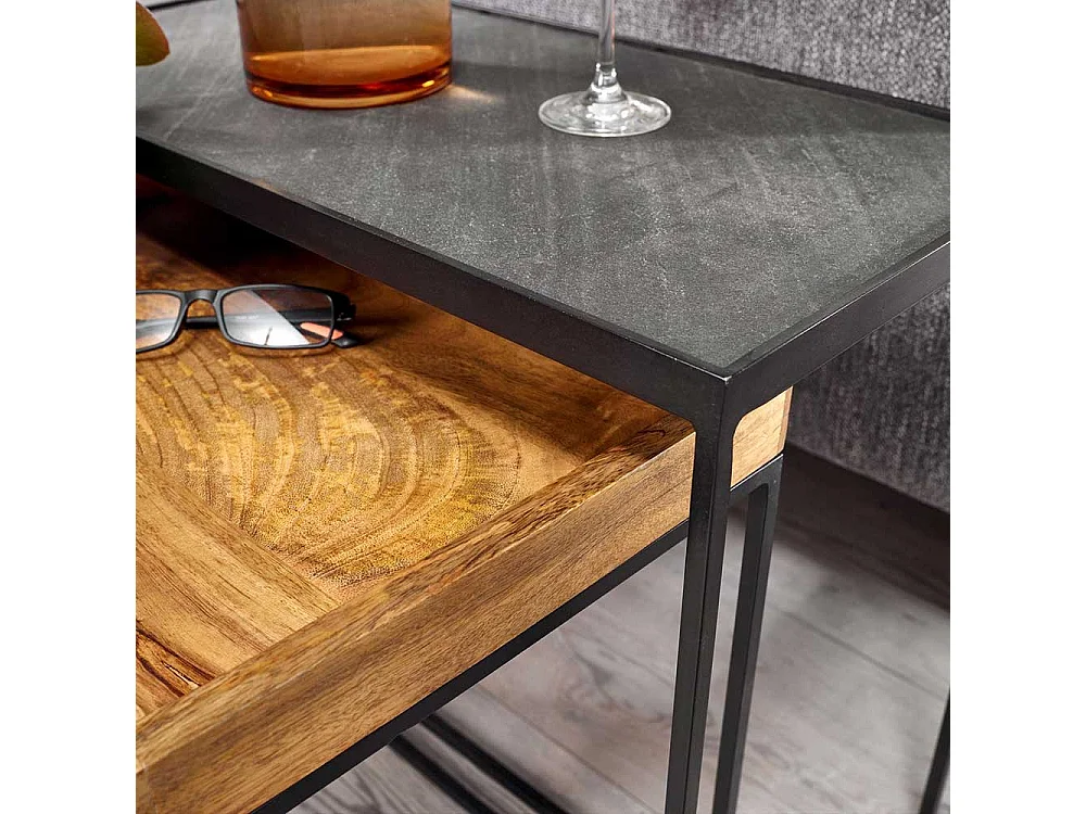 Industry Beistelltisch Set mit Bügelgestell rechteckig (zweiteilig)