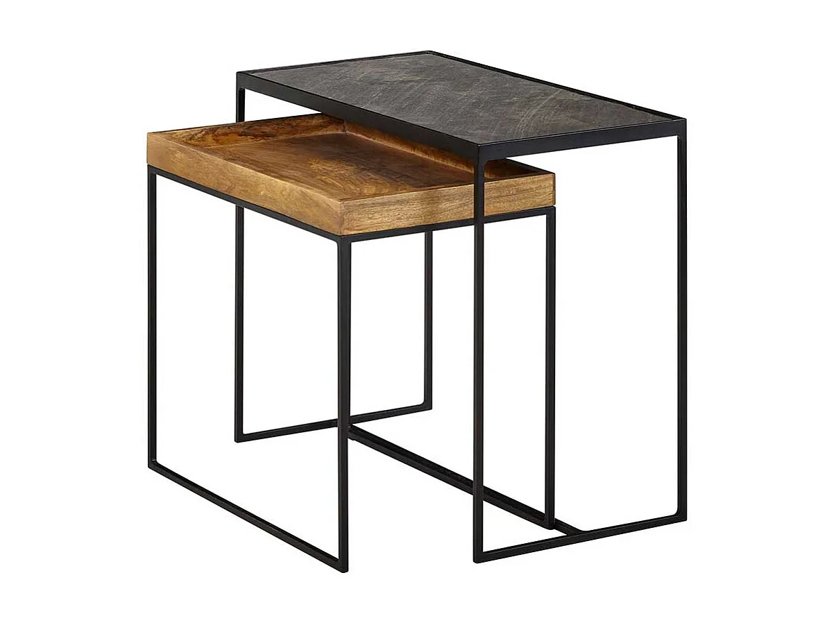 Industry Beistelltisch Set mit Bügelgestell rechteckig (zweiteilig)