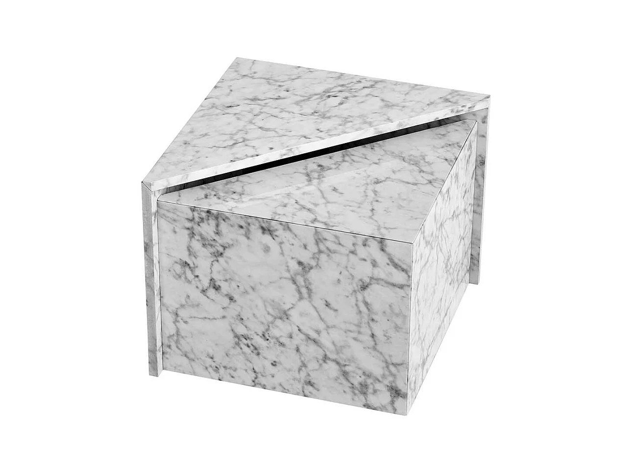 Beistelltisch Sofa Couchtisch in Marmor Optik 50 cm breit (zweiteilig)