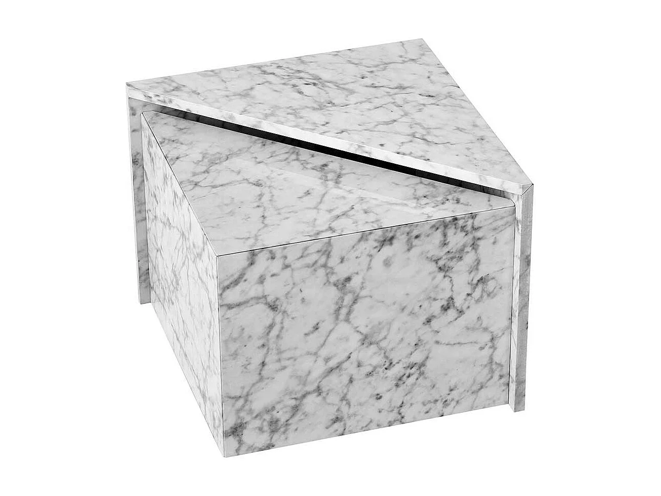 Beistelltisch Sofa Couchtisch in Marmor Optik 50 cm breit (zweiteilig)