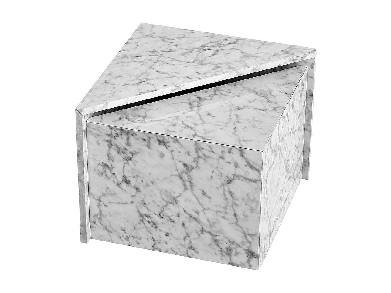 Beistelltisch Sofa Couchtisch in Marmor Optik 50 cm breit (zweiteilig)