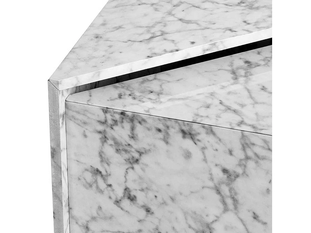 Beistelltisch Sofa Couchtisch in Marmor Optik 50 cm breit (zweiteilig)