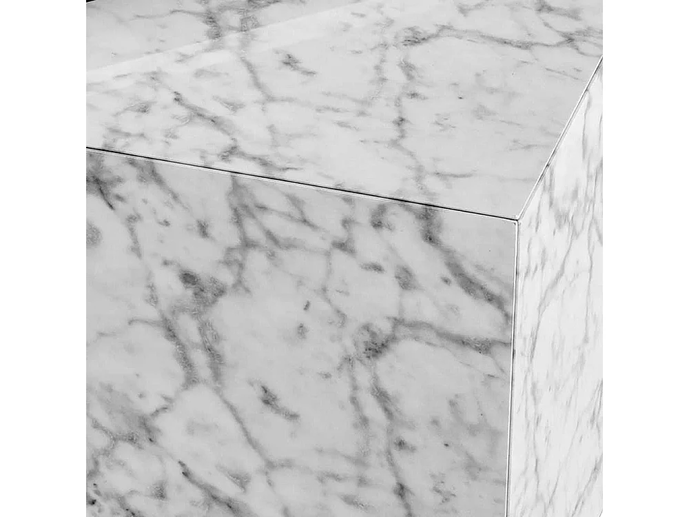 Beistelltisch Sofa Couchtisch in Marmor Optik 50 cm breit (zweiteilig)
