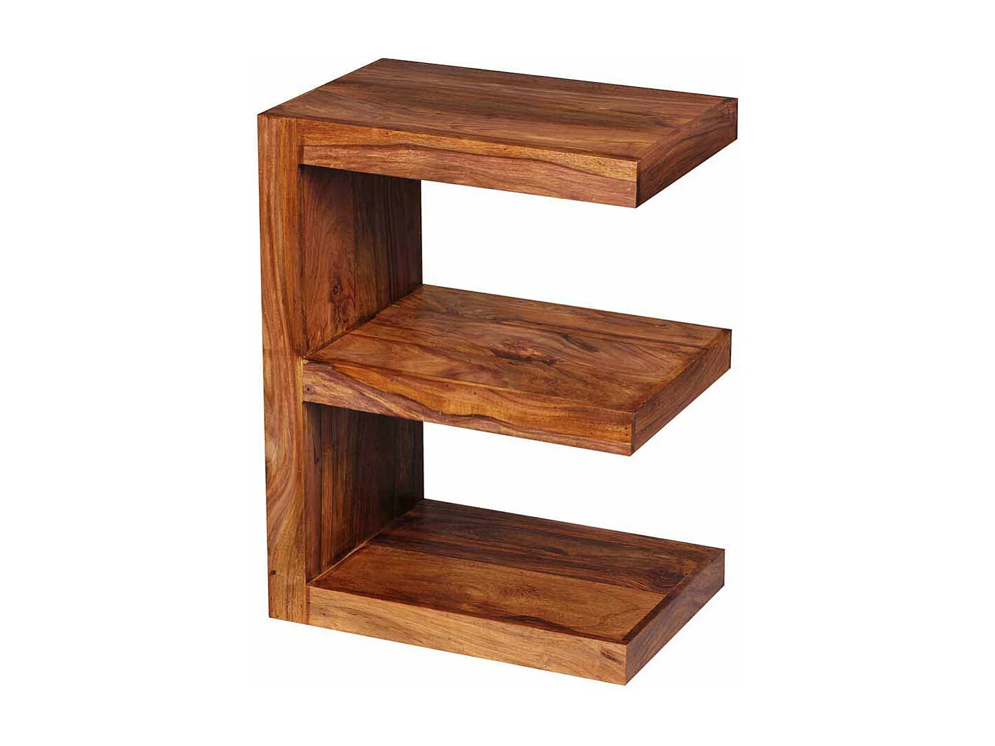 Design Beistelltisch in E-Form Sheesham Massivholz