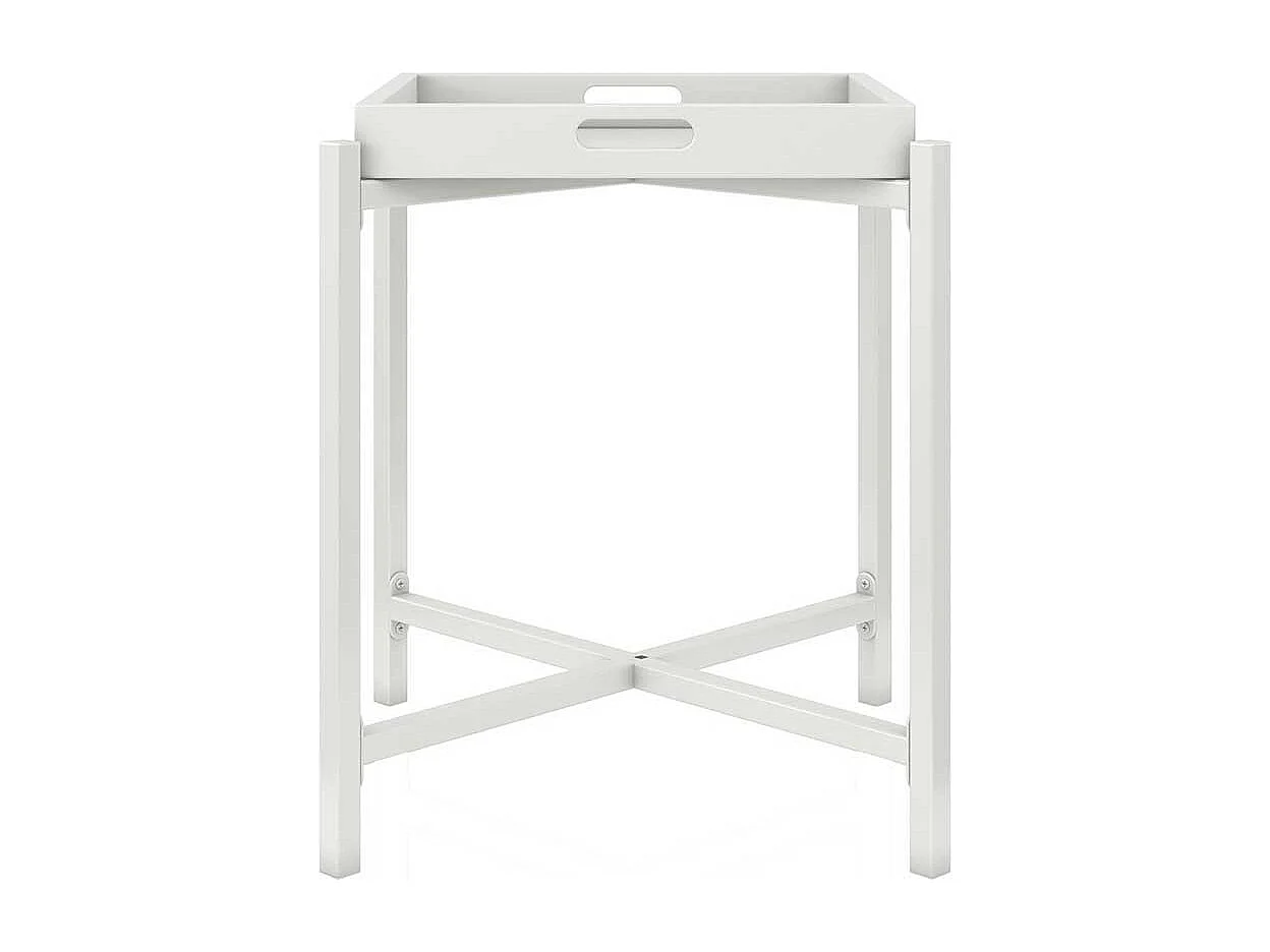 Tablett Beistelltisch in Weiß abnehmbarer Tischplatte