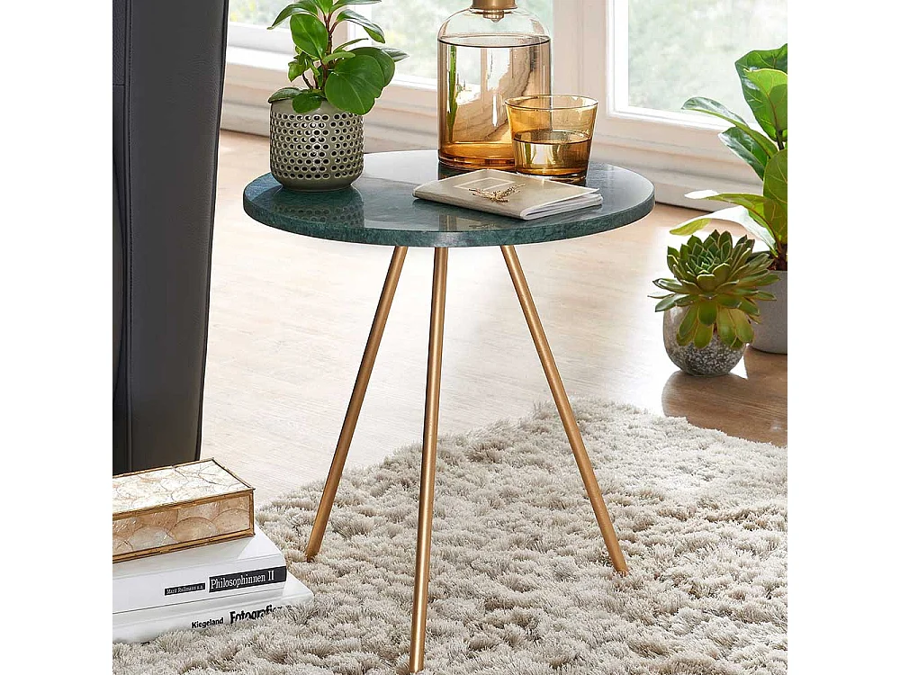 Beistelltisch Retro Stil in Dunkelgrün Goldfarben