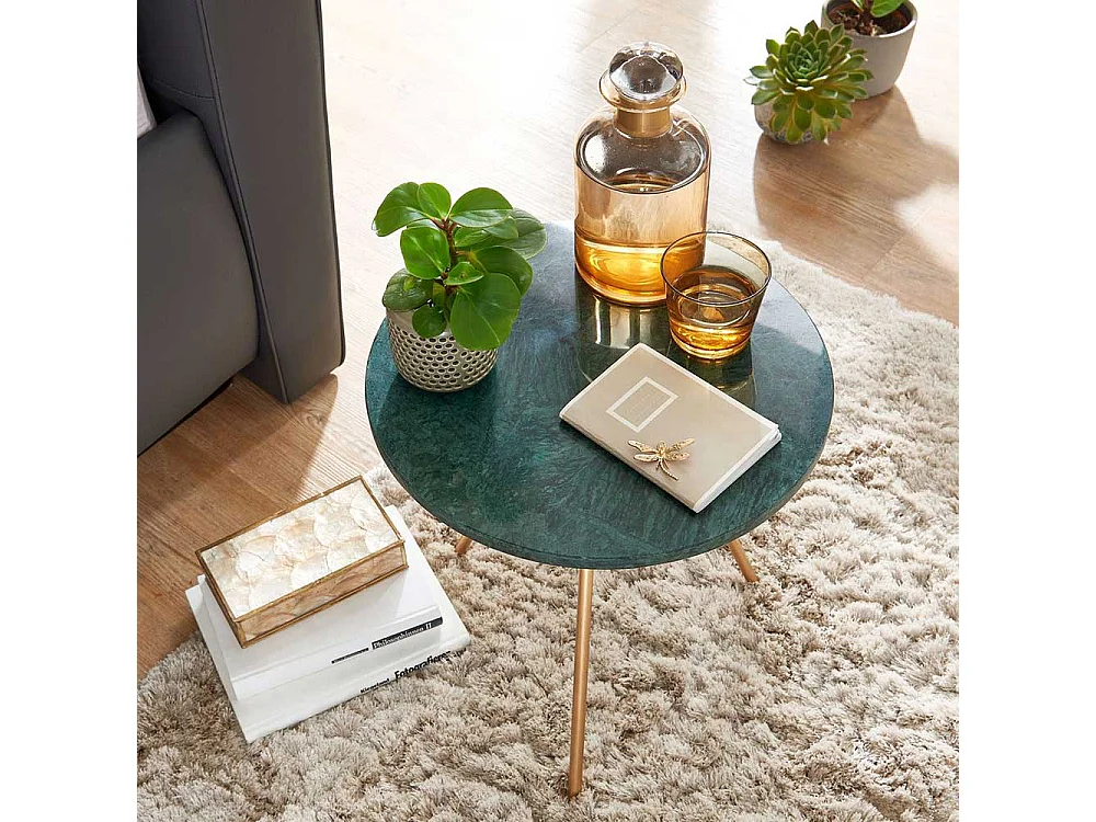 Beistelltisch Retro Stil in Dunkelgrün Goldfarben