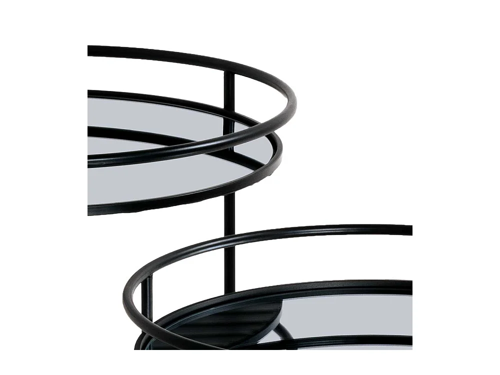 Spiegelglas Beistelltische mit Ringgestell Stahl (zweiteilig)