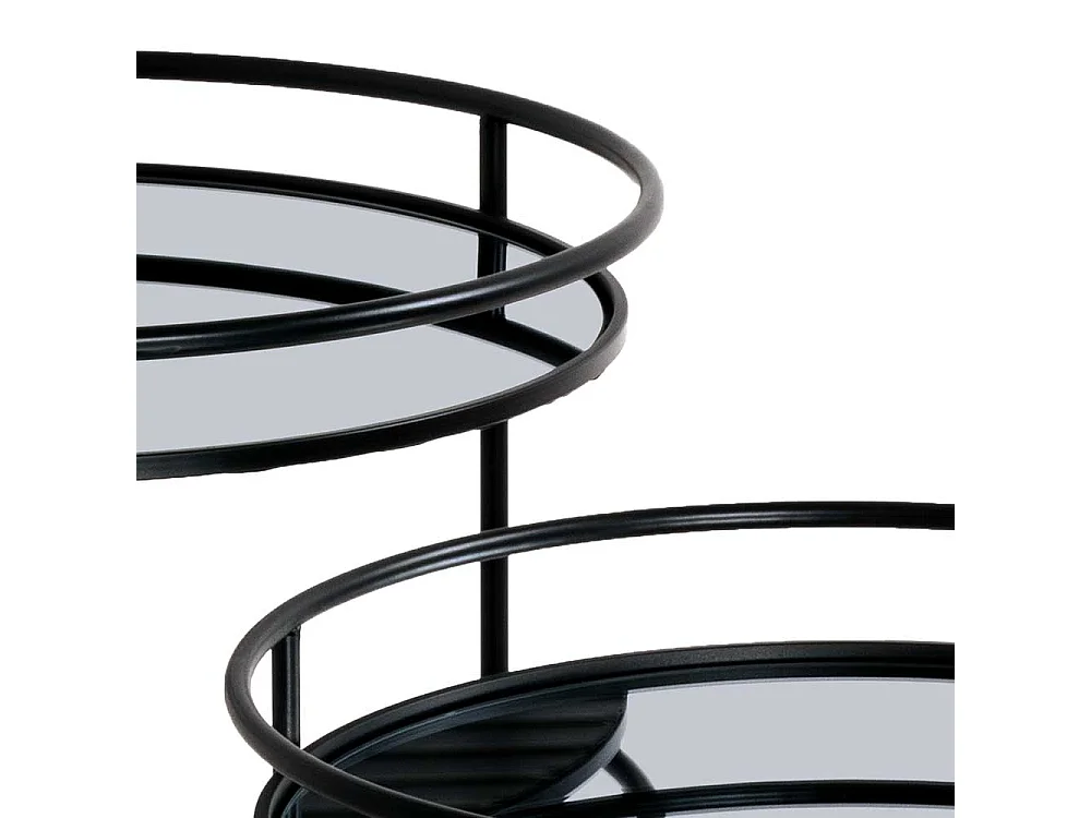 Spiegelglas Beistelltische mit Ringgestell Stahl (zweiteilig)