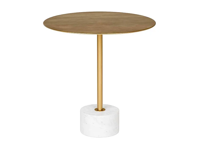 Beistelltisch Anstelltisch in Messingfarben und Weiß