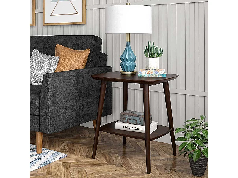 Beistelltisch Sofa Retro Stil in Walnussfarben 55x60x48 cm