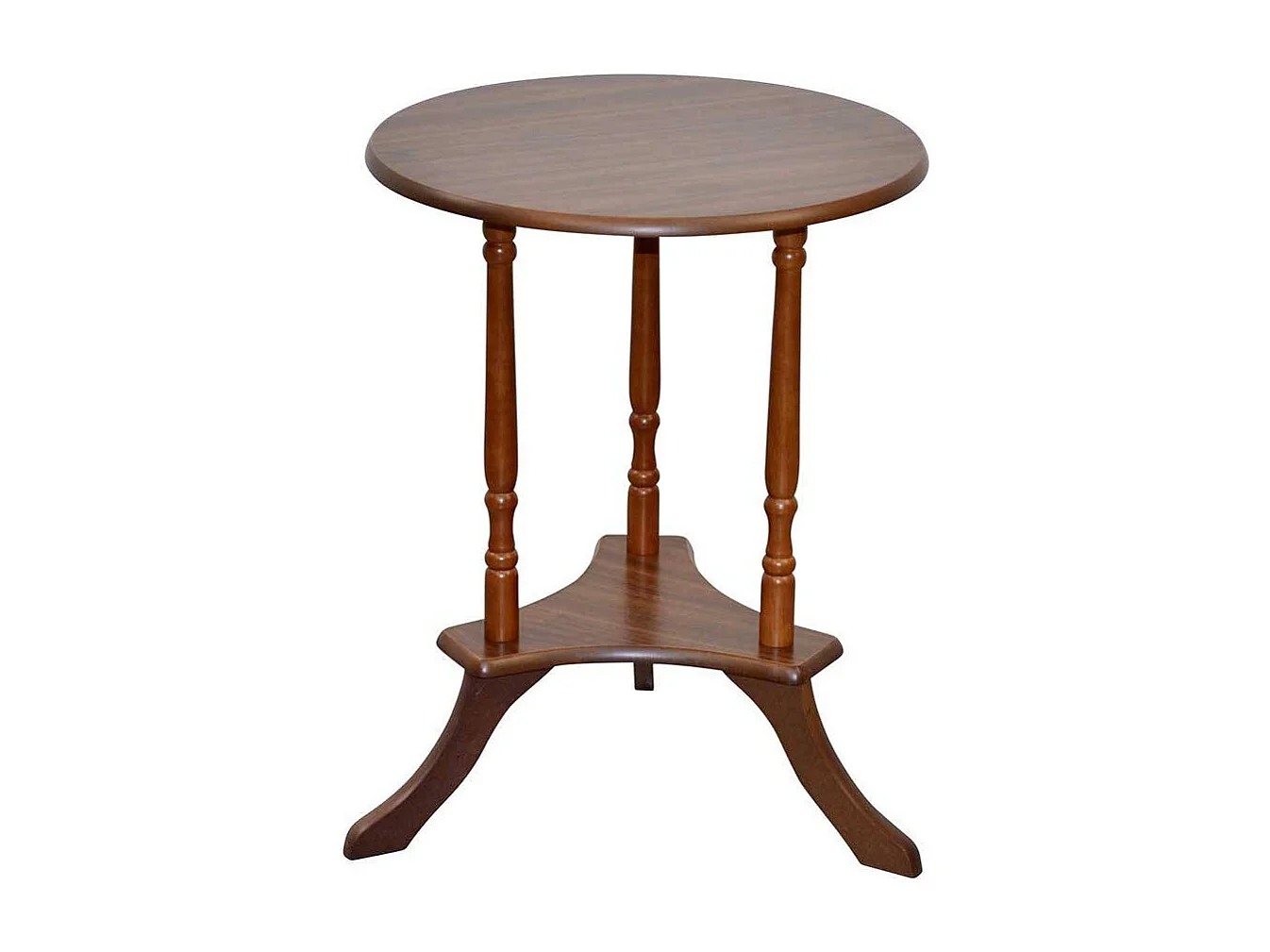 Klassischer Beistelltisch in Nussbaumfarben runder Tischplatte