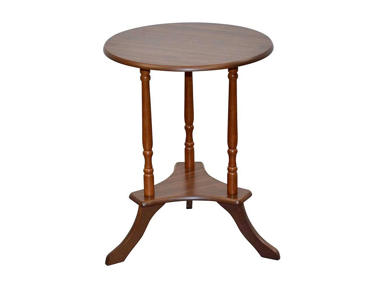 Klassischer Beistelltisch in Nussbaumfarben runder Tischplatte