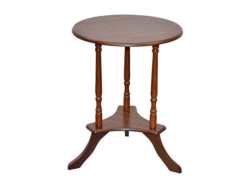 Klassischer Beistelltisch in Nussbaumfarben runder Tischplatte