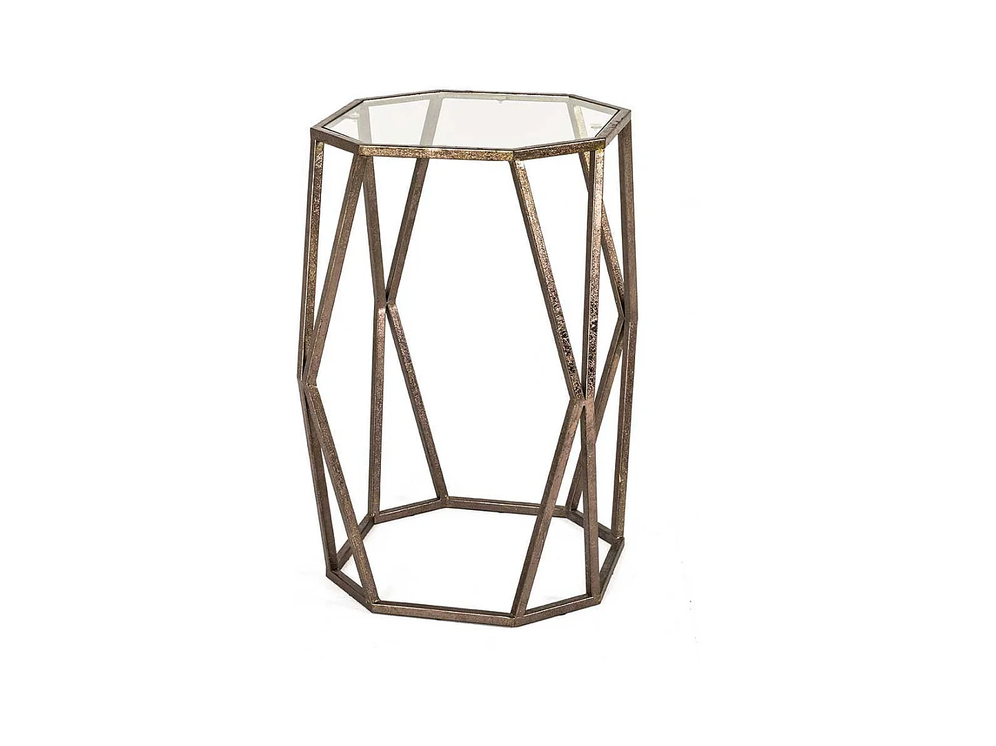 Stahl Beistelltisch mit Glasplatte achteckig