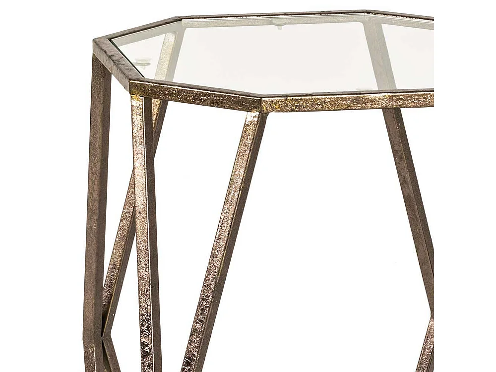 Stahl Beistelltisch mit Glasplatte achteckig