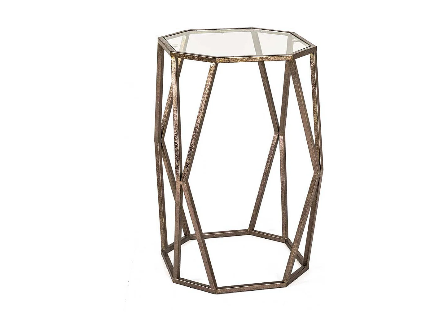 Stahl Beistelltisch mit Glasplatte achteckig