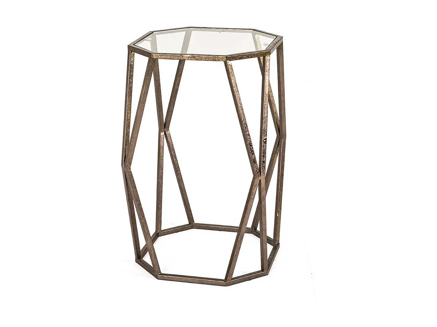 Stahl Beistelltisch mit Glasplatte achteckig