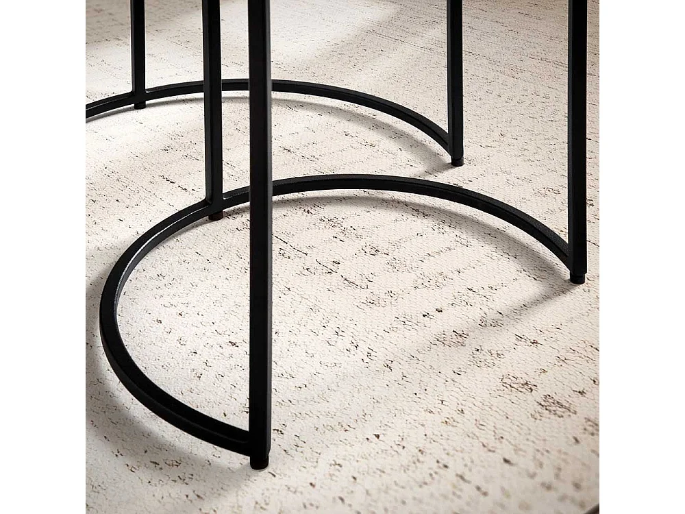 Beistelltisch Set Wohnzimmertische in Goldfarben und Schwarz (dreiteilig)