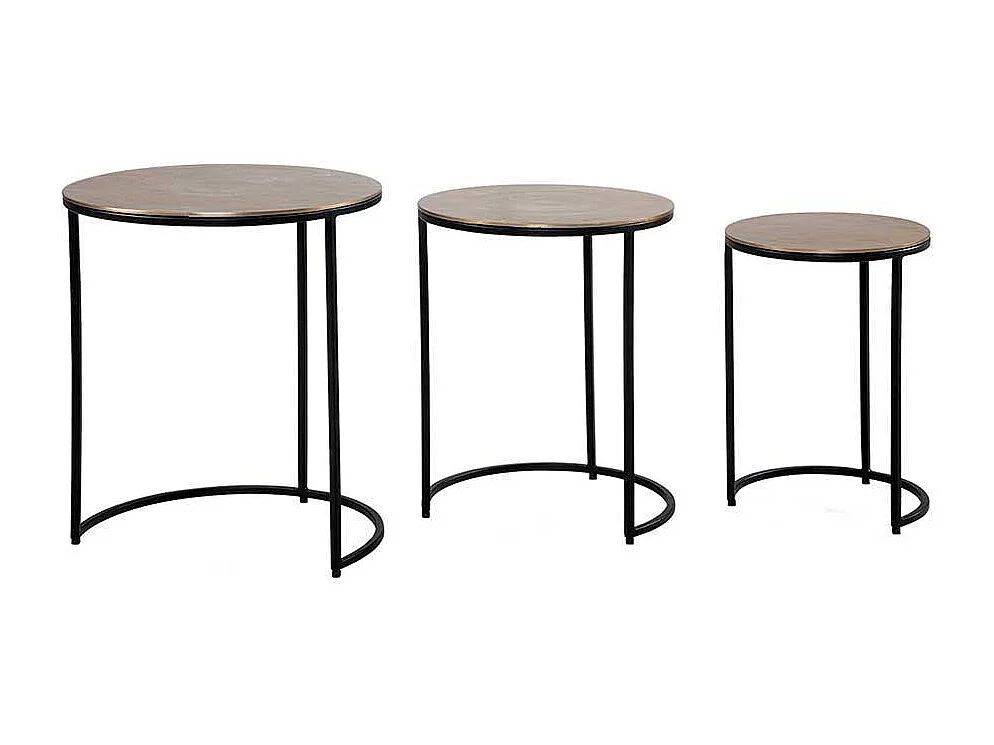 Beistelltisch Set Wohnzimmertische in Goldfarben und Schwarz (dreiteilig)