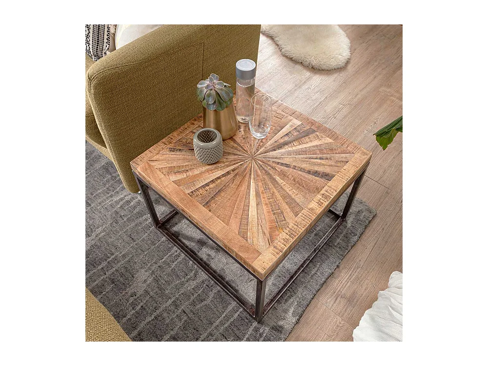 Beistelltisch aus Mangobaum Massivholz und Eisen 55 cm breit