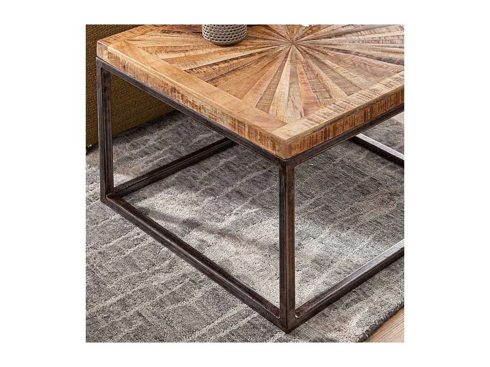 Beistelltisch aus Mangobaum Massivholz und Eisen 55 cm breit