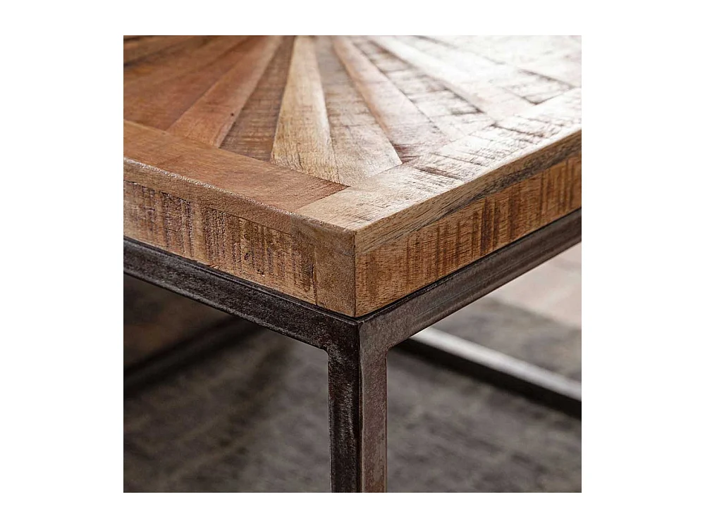 Beistelltisch aus Mangobaum Massivholz und Eisen 55 cm breit