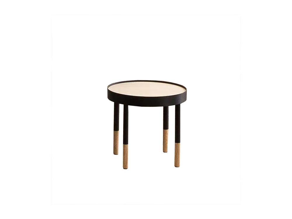 Beistelltisch in Schwarz und Eiche rund