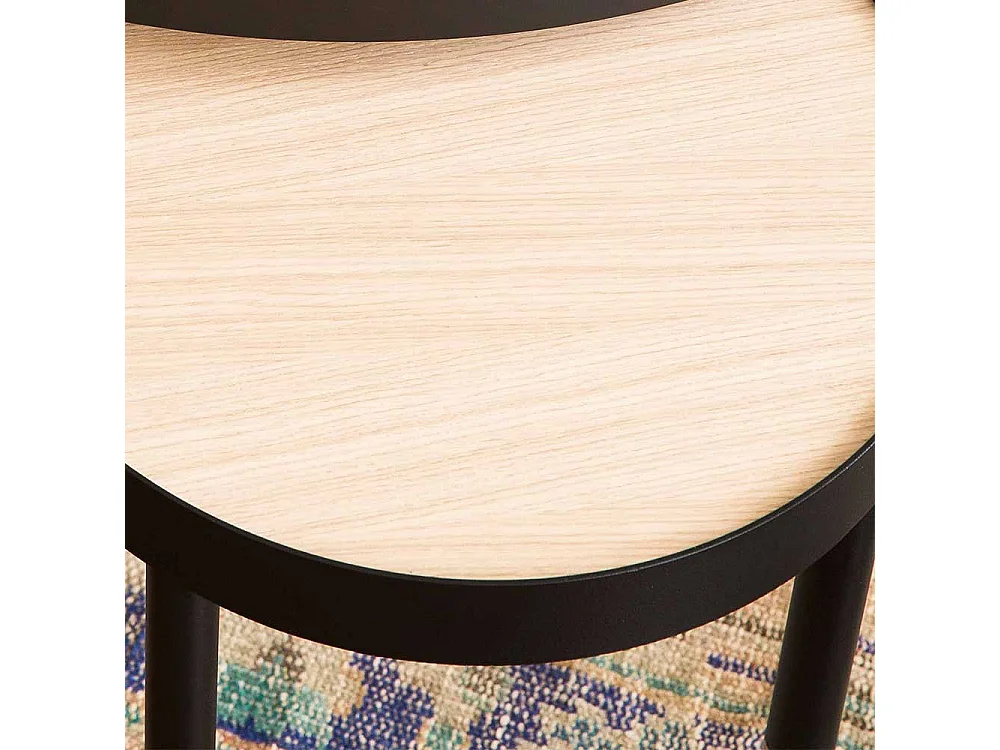 Beistelltisch in Schwarz und Eiche rund