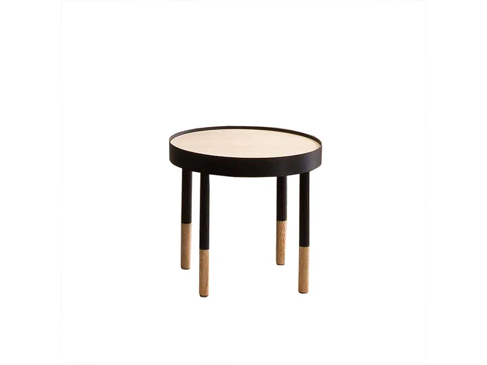 Beistelltisch in Schwarz und Eiche rund