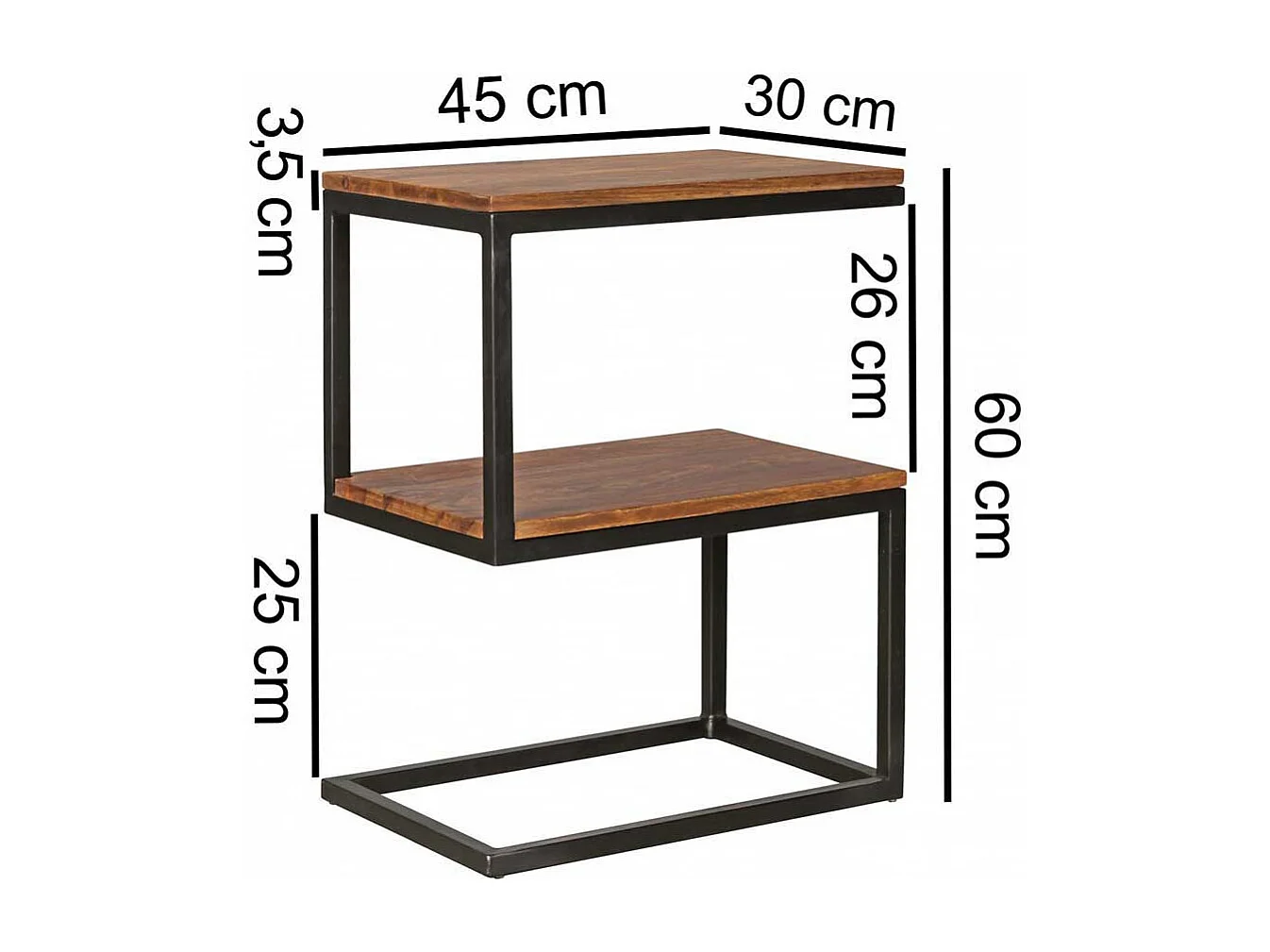 Design Beistelltisch aus Sheesham Massivholz Metall