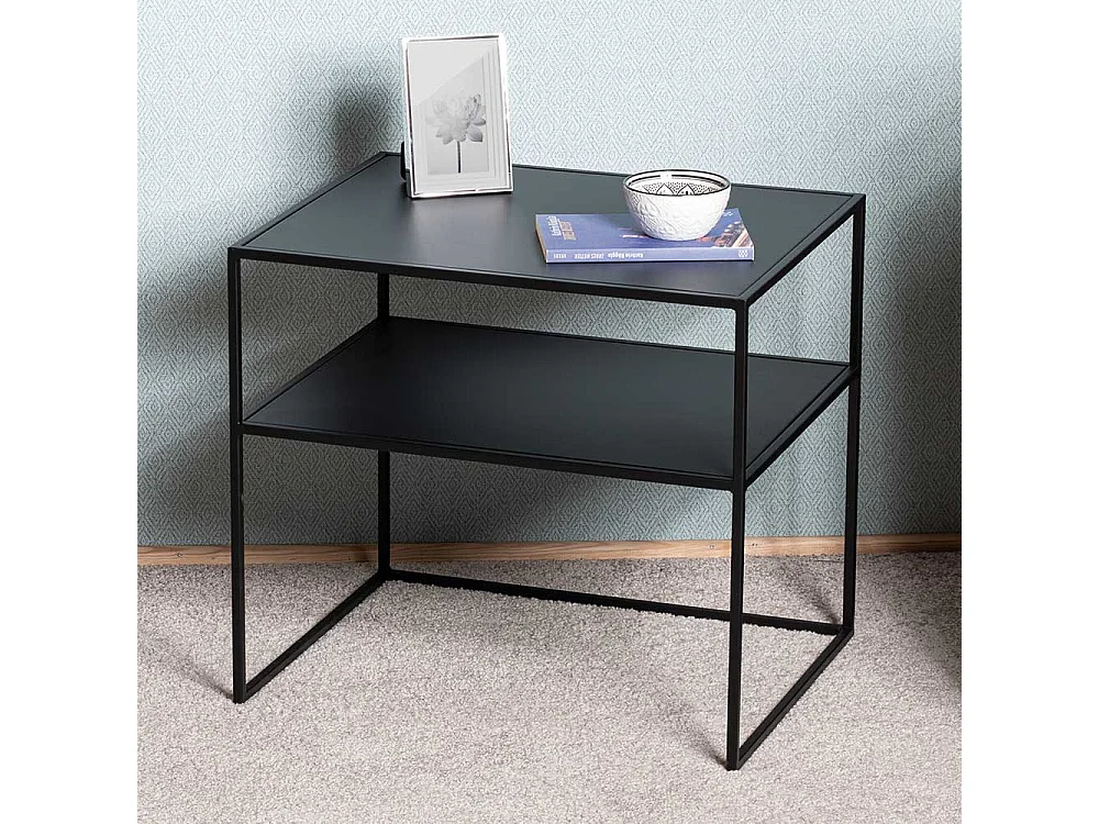 Rechteckiger Beistelltisch in Schwarz Bügelgestell