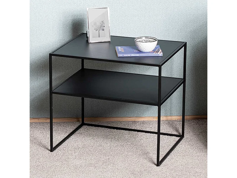 Rechteckiger Beistelltisch in Schwarz Bügelgestell