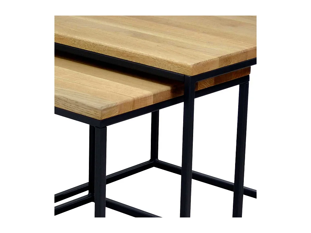 Beistelltisch Sofa 2er Set aus Wildeiche Massivholz Bügelgestell (zweiteilig)