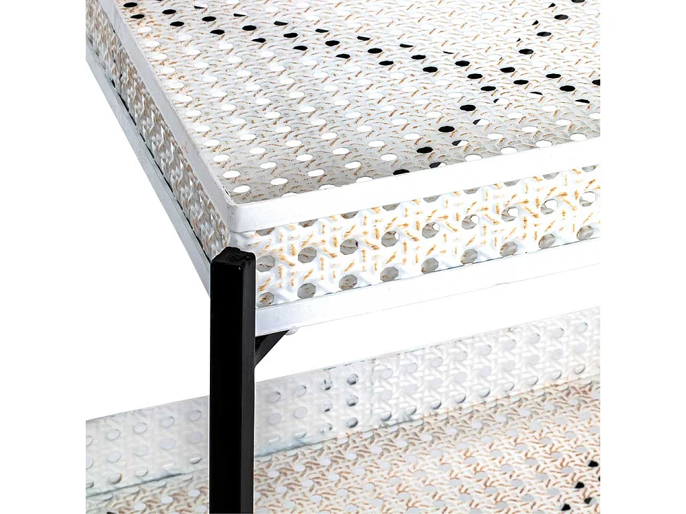 Retro Beistelltisch aus Stahl Cremefarben und Schwarz